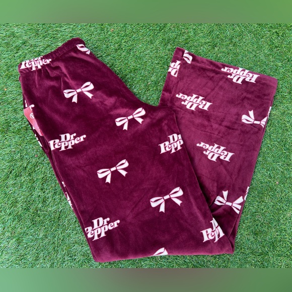 Dr. Pepper Bow velour lounge pants- L - Picture 2 of 6